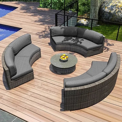 Outdoor rattan round sofa villa terrace courtyard rattan art hotel leisure area reception rattan sofa waterproof combination
