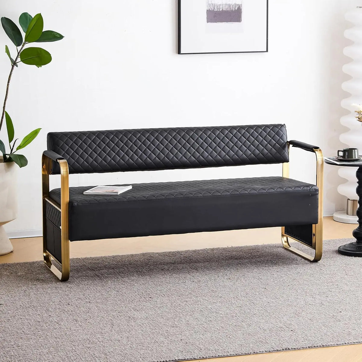 Luxury Waiting Room Chairs with Gold Arms, 57.5