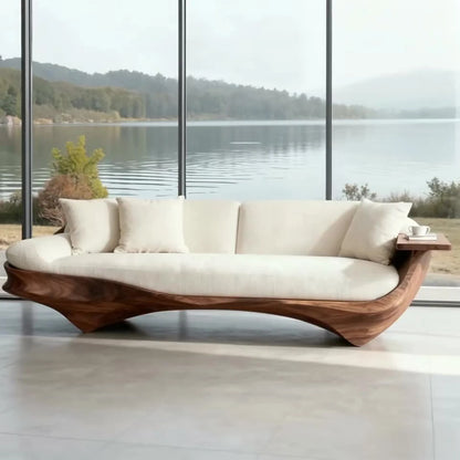 Modern simple solid wood Chinese straight row sofa living room light luxury high-end curved designer