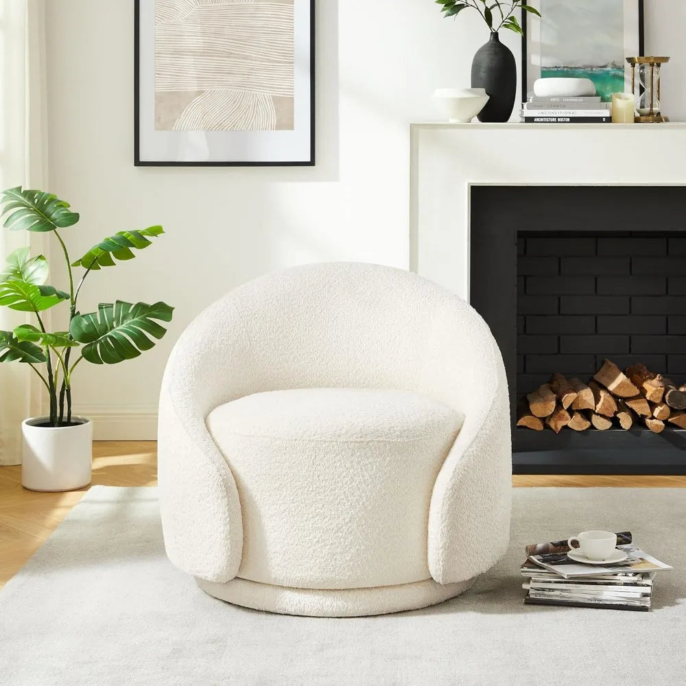 Sherpa Fabric Swivel Barrel Chair with Armrests, Comfortable Seating for Bedrooms, Living Rooms, and Apartments