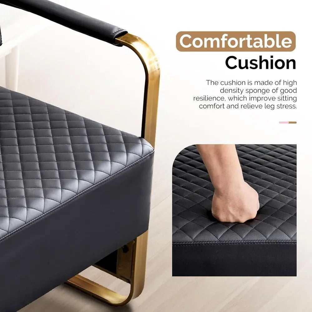 Upholstered Waiting Room Chairs with Arms, 57.5 Office Bench Seating for Various Settings, Black & Gold