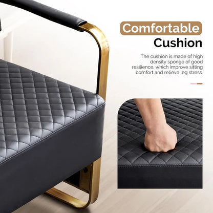 Upholstered Waiting Room Chairs with Arms, 57.5 Office Bench Seating for Various Settings, Black & Gold