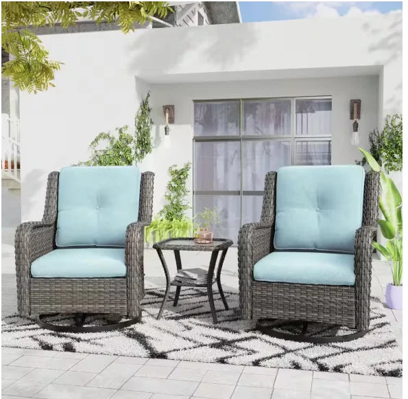 Wicker Patio Conversation Set with Cushions,Modern and chic bistro table set integrate with outdoor/indoor living space