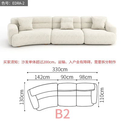 B456 Minimalist new fan-shaped large flat-layer curved sofa customized left and right concubine lamb wool large apartment