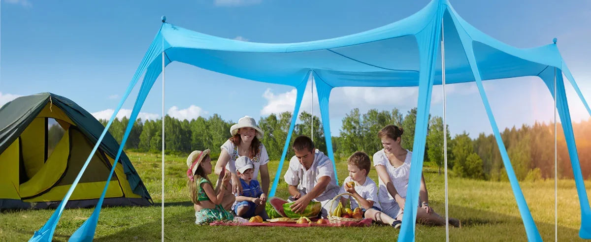New Lycra Camping Sun Shelter UPF50+ Pop Up Beach Tent Outdoor Shade Beach Canopy for Camping Fishing Backyard Fun or Picnics