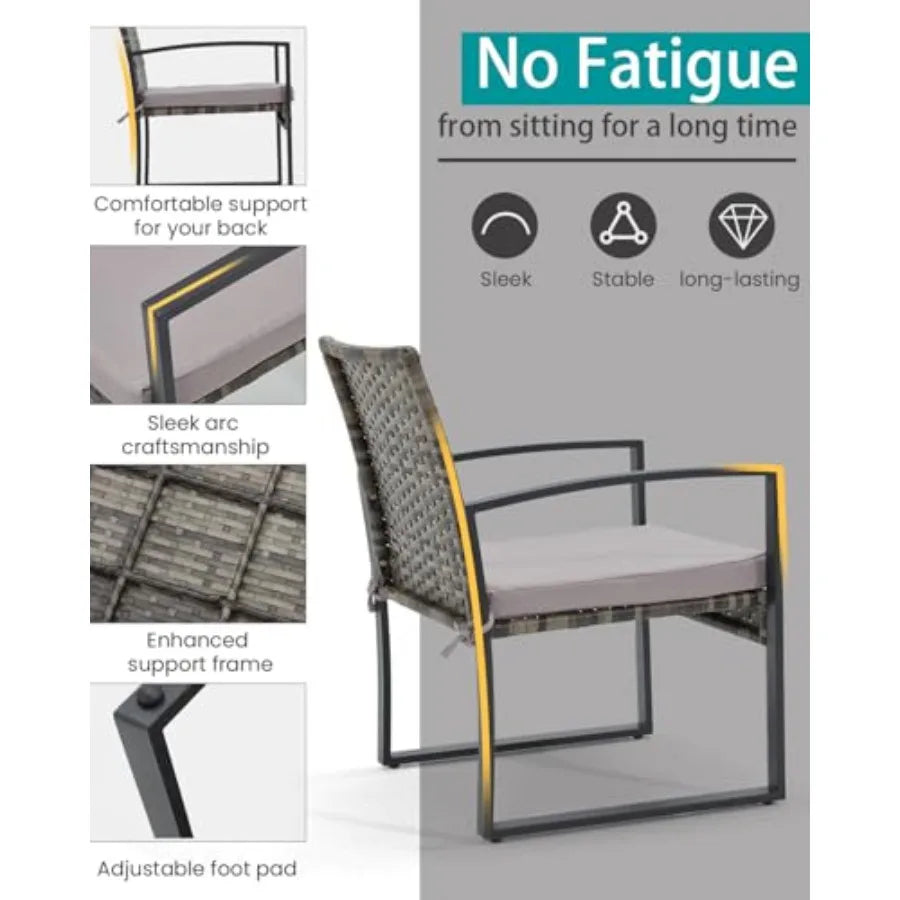 3Piece Outdoor Rattan Bistro Set with Coffee Table for Garden Balcony Poolside and Backyard Featuring Durable Steel Frame and C