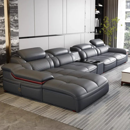 Modern simple leather sofa first layer cowhide living room size corner latex leather sofa