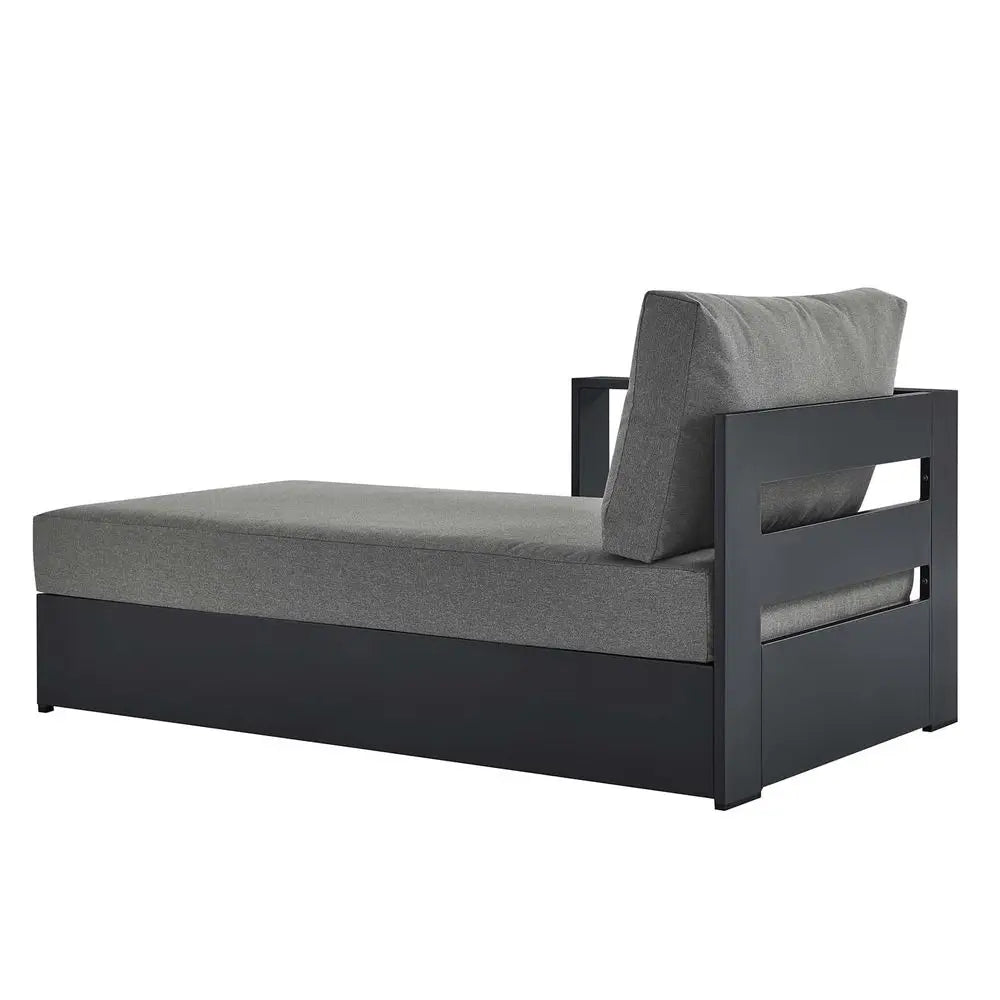 Tahoe Aluminum Outdoor Chaise Lounge in Gray Charcoal with WeatherResistant Cushions, Modular LeftFacing Patio Lounger for Pool
