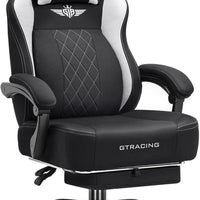 Ergonomic High-Back Desk Chair with Lumbar Support, Pocket Spring Cushion, and Footrest for Big & Tall Gamers