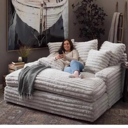 Nordic Sofabed Vacuum Compression Sofa Bed Modern Simple Lazy Sofa Bed  Thick Strip Velvet Large Sofa Bed Living Room Furniture