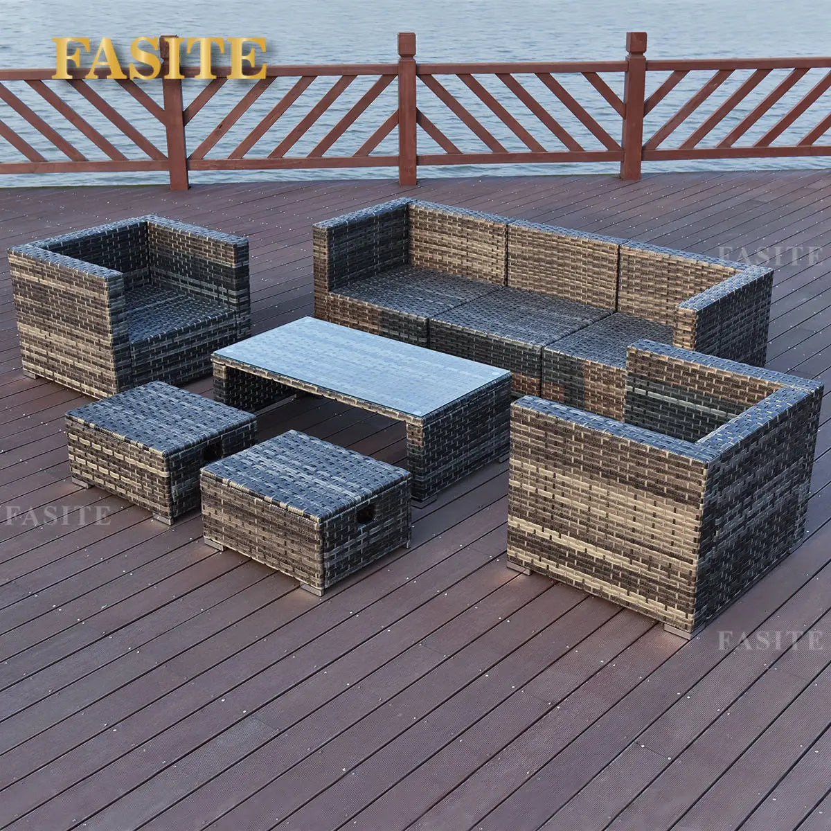 Outdoor rattan sofa combination U-shaped corner courtyard garden balcony hotel