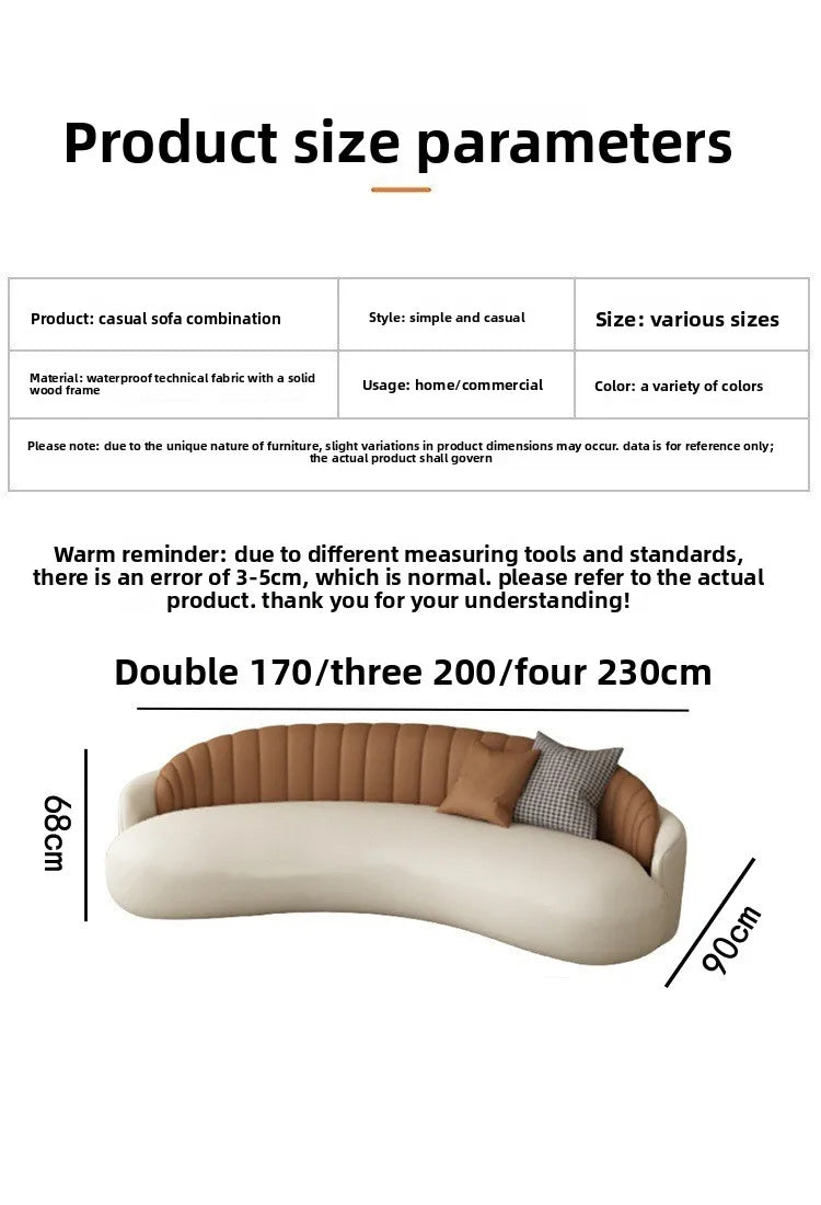 Light luxury comfortable clothing store, beauty salon rest area, lobby reception office, arc negotiation sofa