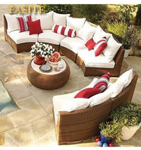 Outdoor round rattan sofa combination garden courtyard semi-circular rattan chair  hotel curved living room sofa