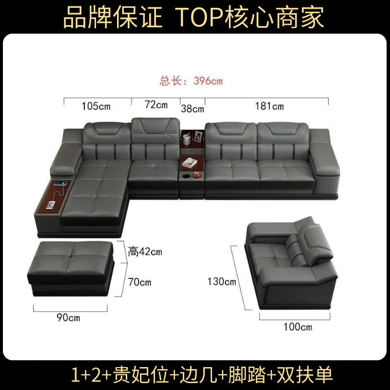Genuine Leather Luxury Sofas Italian Minimalist Living Room Apartment Sofas Comfortable Straight Chaises De Salon Furnitures