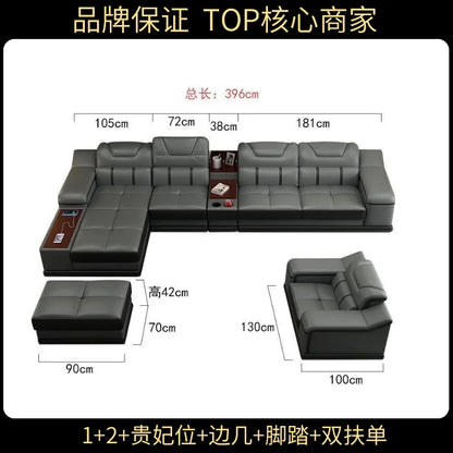 Genuine Leather Luxury Sofas Italian Minimalist Living Room Apartment Sofas Comfortable Straight Chaises De Salon Furnitures
