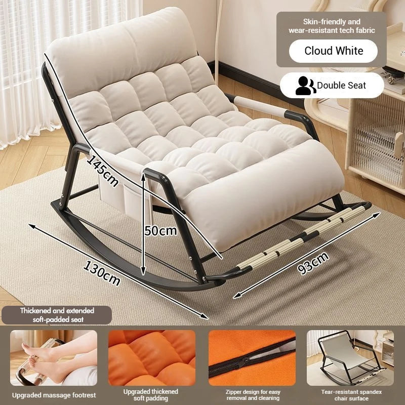 Living Room Reclining Rocking Chair Soft Removable Cushion Lounge Chair with Foldable Footrest Modern Home Office Relaxing Chair