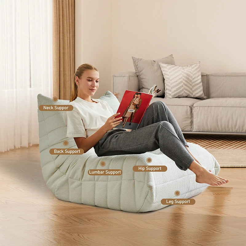 Fabric Lazy Floor Sofa, Modern Armless Floor Recliner, Living Room Bedroom Office Single Corner Chair Sofa