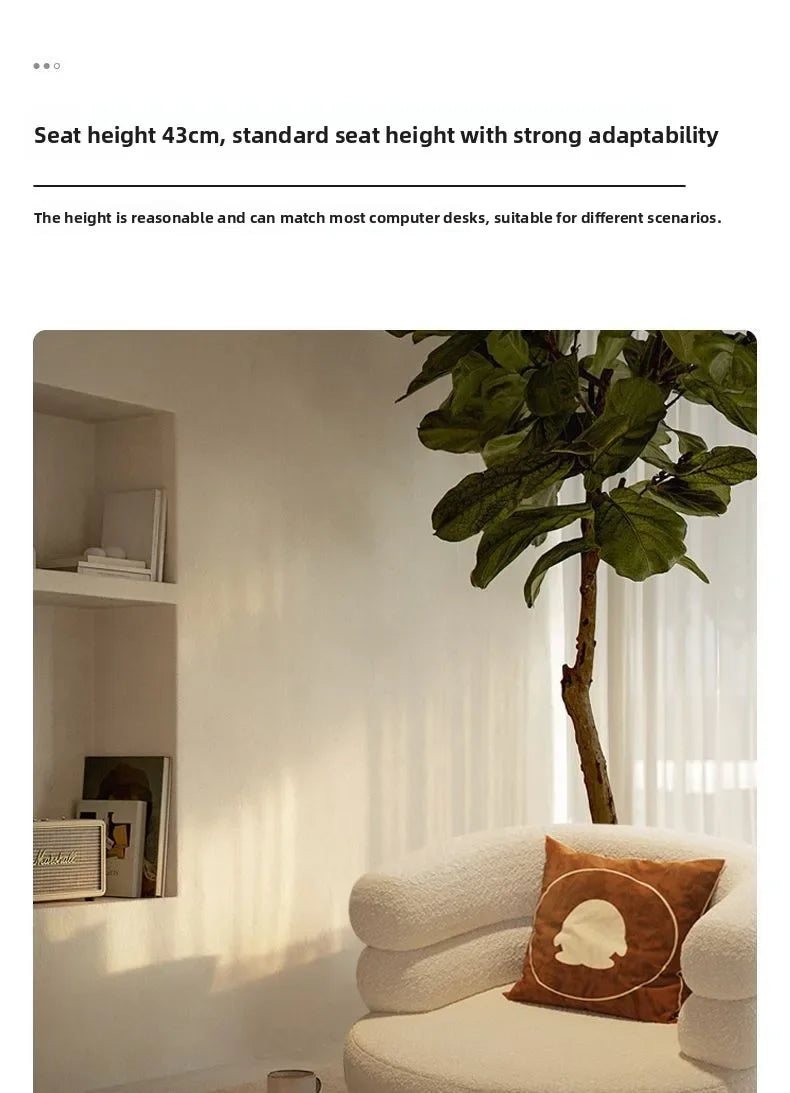 Bohemian Fluffy Accent Chair Modern Lamb Wool Lounge Chaise Plush Single Sofa for Small Space  Luxury Vanity Stool for Bedroom