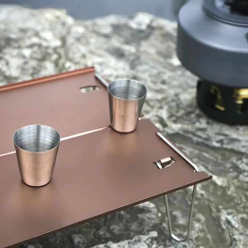 Portable Camping Table, Small Ultralight Folding Table with Aluminum Table Top and Carry Bag, Mini Barbecue Coffee Table
