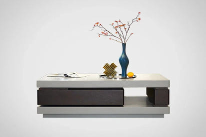 minimalist light luxury villa coffee table smoked wood color baking paint rotating storage modern simplicity