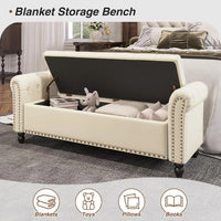 Modern 55" Faux Leather Storage Bench for Bedroom - End of Bed Bench with Lift-up Seat, Multi-Functional Footboard & Window Seat