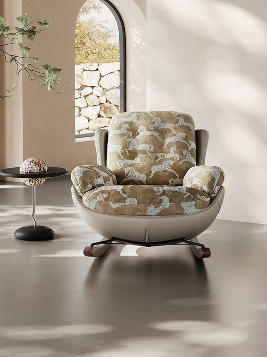 Italian Single Rocking Chair Designer Light Luxury Modern Simple Recliner Balcony Home Living Room Lazy Leisure Chair