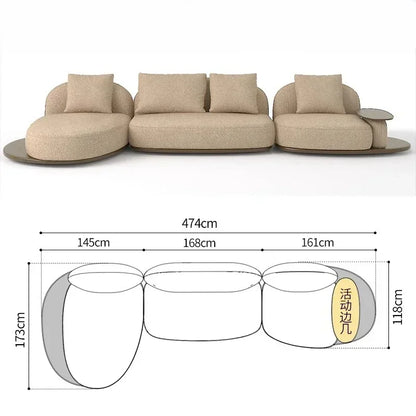 Living Room Coffee Table Designer Creative Three-person Log Style Furniture Modern Simple Modern Morocco Fabric Sectional Sofas