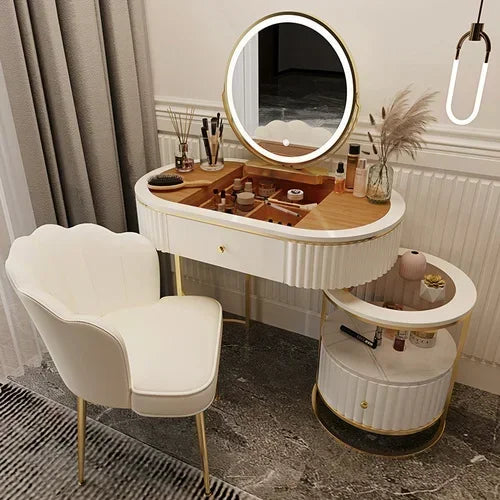 Luxury Charm Dressing Table Luxury Nordic Salon Drawer Nordic Dressing Table Mirror Chair Storage Coiffeuse Furniture Makeup