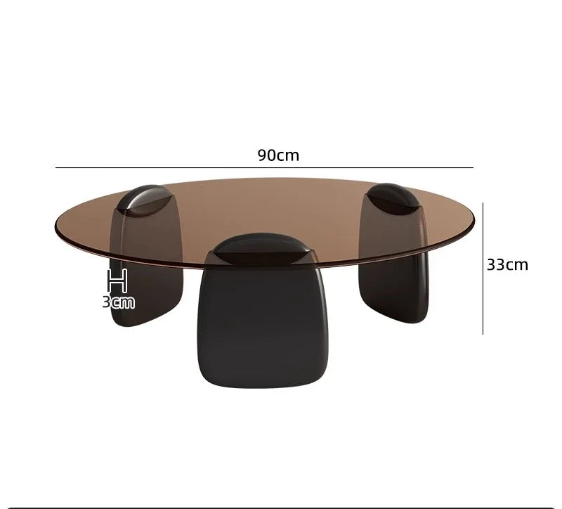 Table à thé, salon, petite maison, style italien, table à thé simple et moderne, table à thé créative en verre à combinaison circulaire
