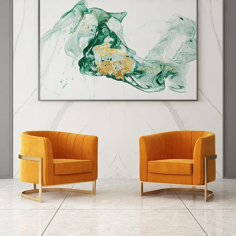 Fauteuil simple moderne pour salon, ensemble de meubles de salon, fauteuil de luxe en velours pour salon