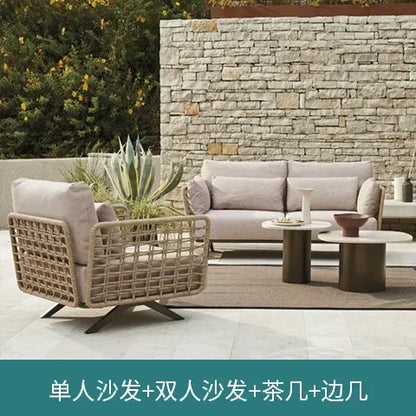 High-end outdoor furniture open-air balcony rain protection sun protection sofa courtyard outdoor villa hotel garden combination