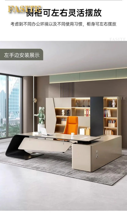 High-end Lacquered Boss Desk, Stylish Atmosphere, Modern and Simple Office Desk, High-end Workbench