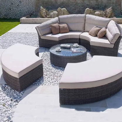 Modern Design High Quality PE Rattan Luxury Lounger Sunbed Patio Chair Set Waterproof Garden Furniture