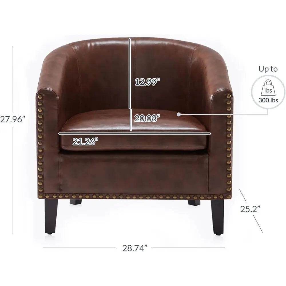 Pair of Elegant Leather Tub Chairs with Gold Trim and Black Legs for Living Spaces