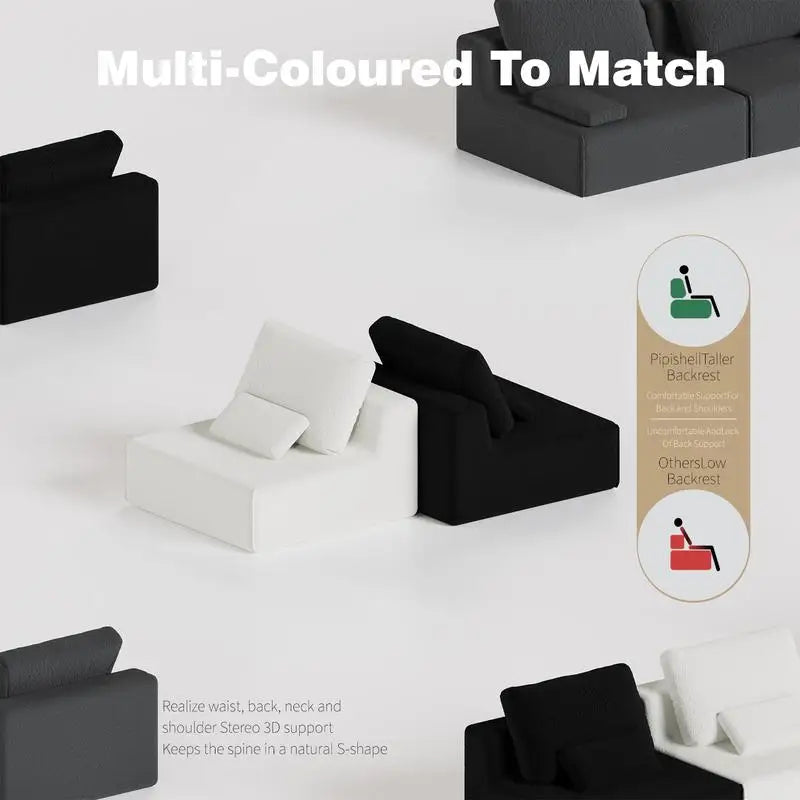 Oversized Modular Sectional Sofa, Luxury Boucle Floor Couch Set, Convertible Compressed Couch, Spacious Foam-Filled Sofa for