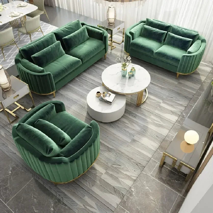 Italian Style Dubai Luxury Sofa Living Room Furniture Curved Dresser Home Sofa Set1+2+3