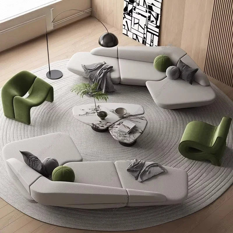Relaxing Leisure Salon Muebles Furniture Gaming Curved Sofa Reception Modern Designer High Quality Room Decor Living Room Sofas