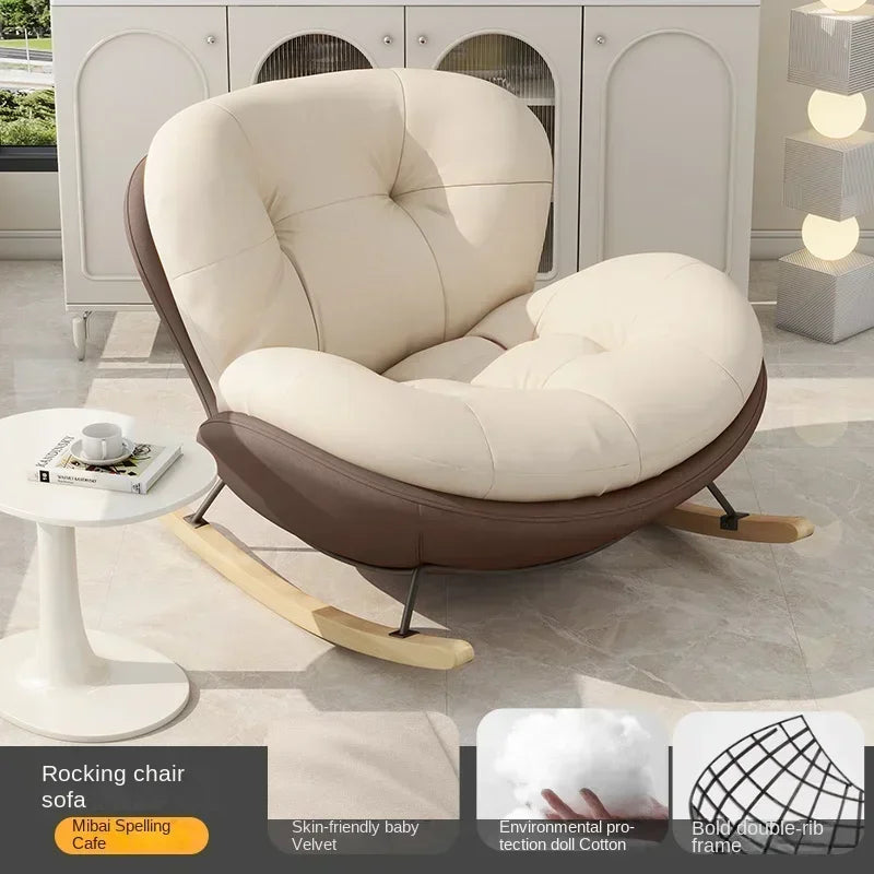 Cozy Snail Wooden Rocking Chair for Balcony and Living Room Lazy Large Rocking Sofa Chair for Leisure Time in Living Room