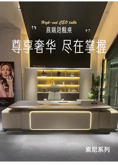 Elegant Light Luxury office desk Modern large high-end design executive desk Minimalist interior escritorio oficina furniture