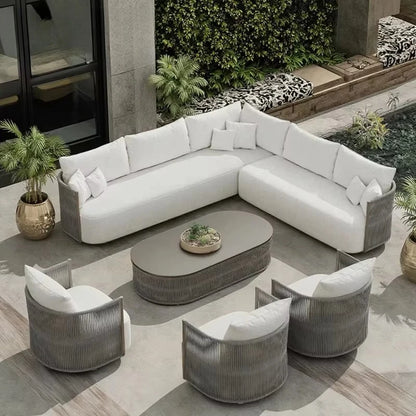 Outdoor furniture set Hotel garden set Terrace furniture set L-shaped sofa Resort villa terrace Aluminum outdoor rope sofa
