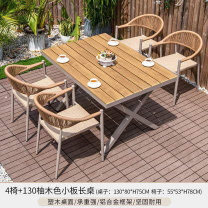 Outdoor table and chair courtyard villa leisure open-air balcony rattan chair Internet celebrity waterproof sunscreen garden