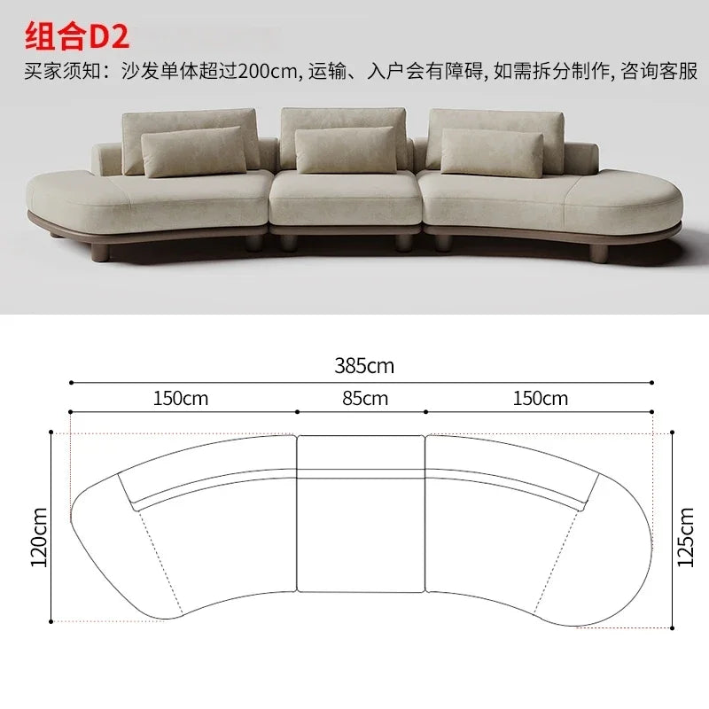 B73 Italian wabi-sabi palm beach fabric sofa living room modern simple curved light luxury, reception sofa