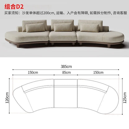 B73 Italian wabi-sabi palm beach fabric sofa living room modern simple curved light luxury, reception sofa