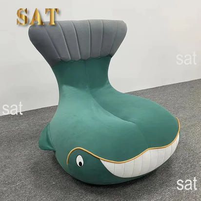 #Shark Model Living Room Sofa Chair Fabric Upholstered Velvet Children's Swivel Lounge Chair