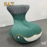 #Shark Model Living Room Sofa Chair Fabric Upholstered Velvet Children's Swivel Lounge Chair