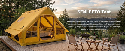 129 Sq Ft Inflatable Camping Tent Easy Setup Waterproof Oxford Air Tent House with Pump 4 Season Family Glamping Tent
