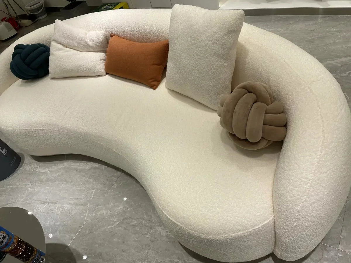 Curved Living Room Sofas Designer Beauty Salon Sofa Clothing Store Rest Area Reception Sofa Cream Style Living Room Furniture GL