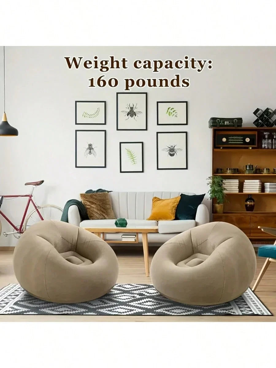 Inflatable Soybean Bag Chair - Soft/Comfortable Lazy Seat for Living Room/Office/Outdoor Camping (Father's Day Gift)