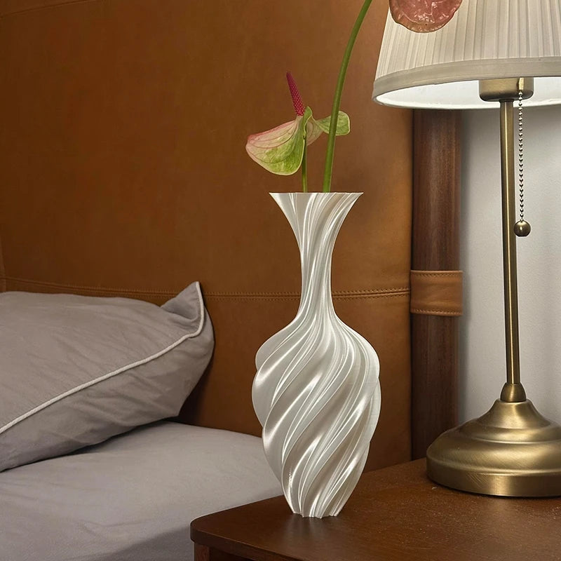 Modern Style Vase Room Decoration Plastic Flower Vase Wihte Black Flower Bottle Aesthetic Floral Arrangement Display Vase