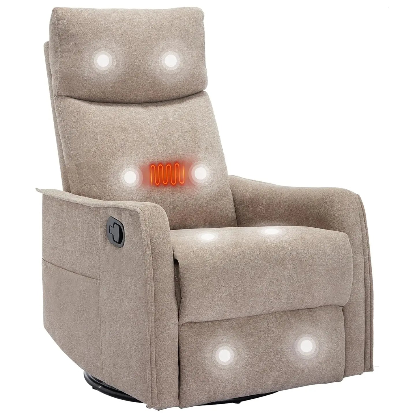 360 Swivel Rocking Recliner Chair for Adults, Nursery Rocking Chair with Heat and Massage, Glider Reclining Chair, Customized
